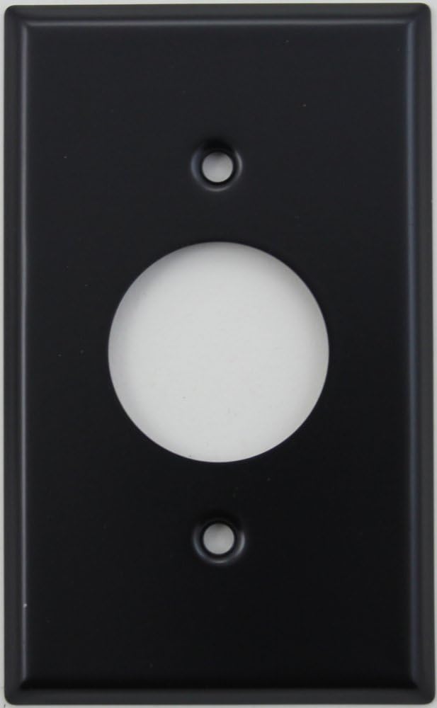 Black Single 1 Gang Wall Plate - 1 3/8" Round Opening (Single Round Electrical Outlet)