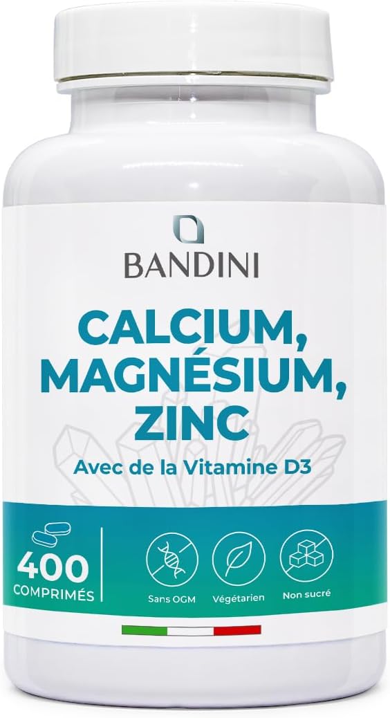 Bandini® Calcium Magnesium Zinc Vitamin D3 + K2 MK7 | 400 Tablets | With Copper, Selenium, Manganese & Boron | Highly Assimilable Multivitamin and Mineral Complex | Bone, Muscle, Skin, Hair