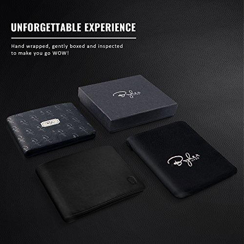 2 ID Window RFID Wallet for Men, Bifold Top Flip, Extra Capacity Travel Wallet (Black - Sheepskin Leather, Medium)