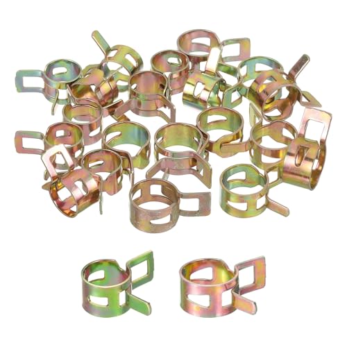 Image of sourcing map ID 10mm 12mm 3/8 Inch 1/2 Inch Fuel Line Hose Clips, Pipe Spring Hose Clamp,Low Pressure Air Clamp, Water Pipe Air Tube Vacuum Hose Clips Fastener Pack of 20