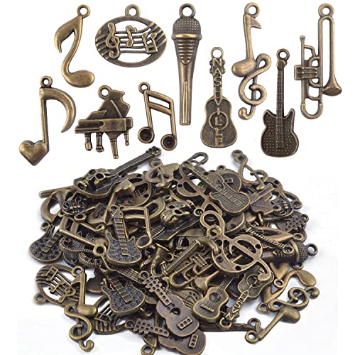 100 Gram Antique Bronze Mixed Music Charms Collection Vintage Alloy