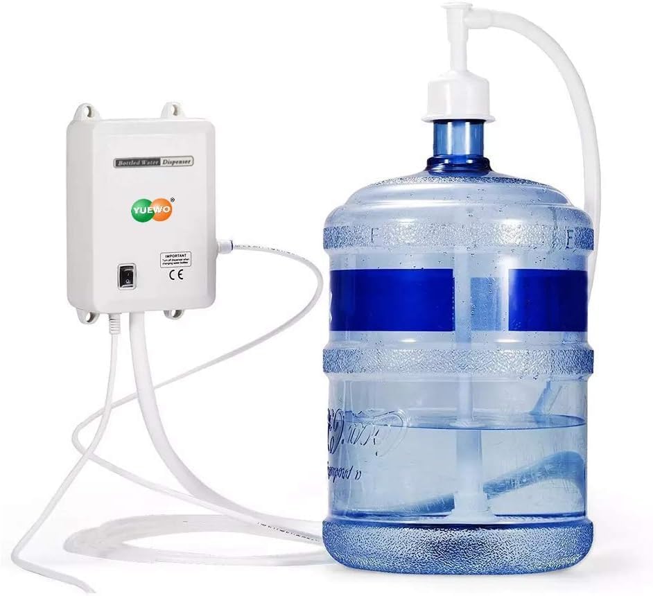 YUEWO 110V AC Single & Double Tube Bottled Water Dispenser Pump System for 5 Gallon Bottle Compatible Use with Coffee/Tea Machines, Water Dispensers, Refrigerators, Ice Makers (Sing Tube)