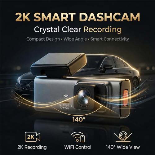 Image of Golens T3-B1V Dash Camera for Car (New Launch) | Front 2K Recording | Starlight Night Vision | WiFi Dashcam with App Control | 1.47 inch Display, 140 Wide Angle