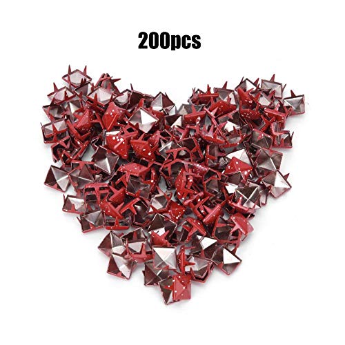 Heepdd 200Pcs Rivets, 9Mm Spike Studs Diy Leathercraft Spike Rivets Bag Leather Clothing Bag Decorative Shoes Rivet(Red Bottom White Dot) #TOP5
