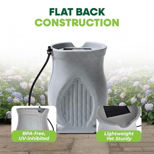 Image of FCMP Outdoor Catalina 45 Gallon Rain Barrel, Light Granite