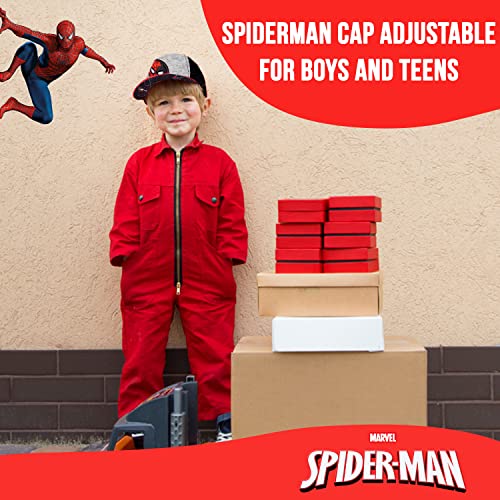 Marvel Spiderman Baseball Cap For Boys, Boys Hat And Fitted Cap, Flatbrim Baseball Spiderman Hat In Red & Marvel Design #TOP2