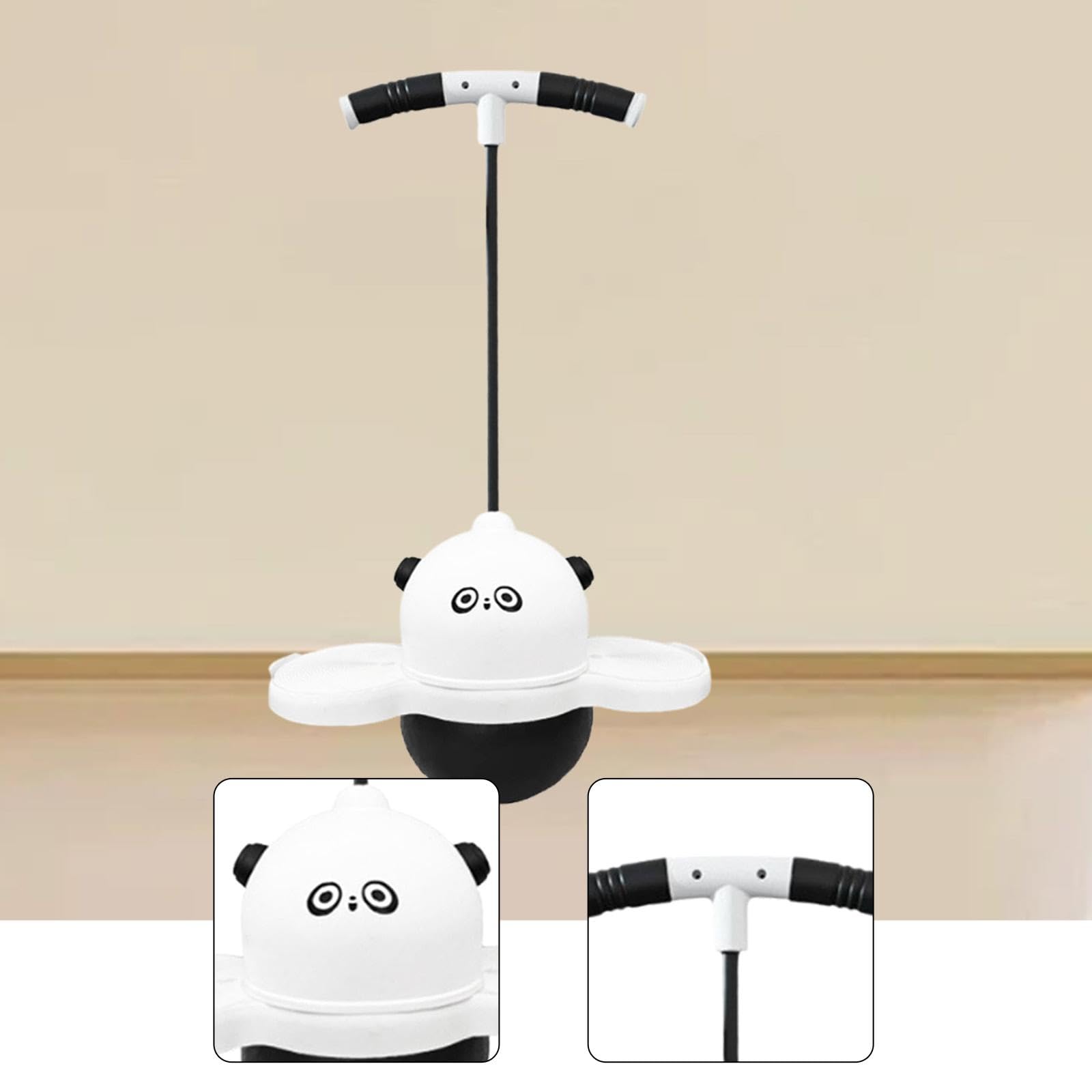 Palla Rimbalzante con Maniglia e Luce Integrata per Bambini, Pogo Ball Attrezzatura Esercizio Equilibrio Materiale PP PVC, Gioco per Bambini- Nero