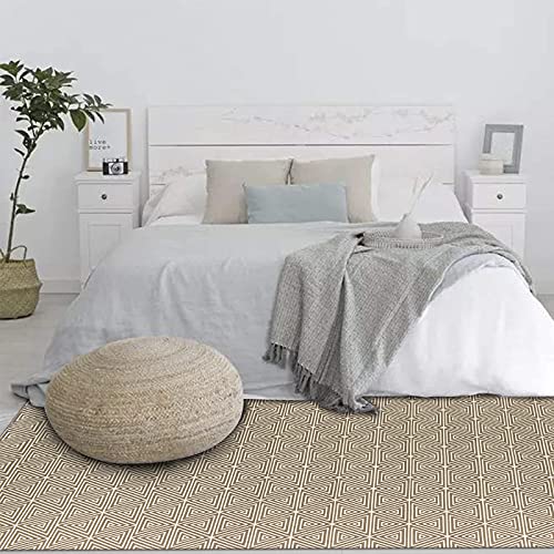 U'Artlines Moderner Teppich aus Baumwolle 120 x 180 cm, Maschinenwaschbar, für den Innenbereich, bedruckter Teppich für Schlafzimmer, handgewebte Baumwolle, Groß für Wohnzimmer, Waschküche (Kaffee) Cover
