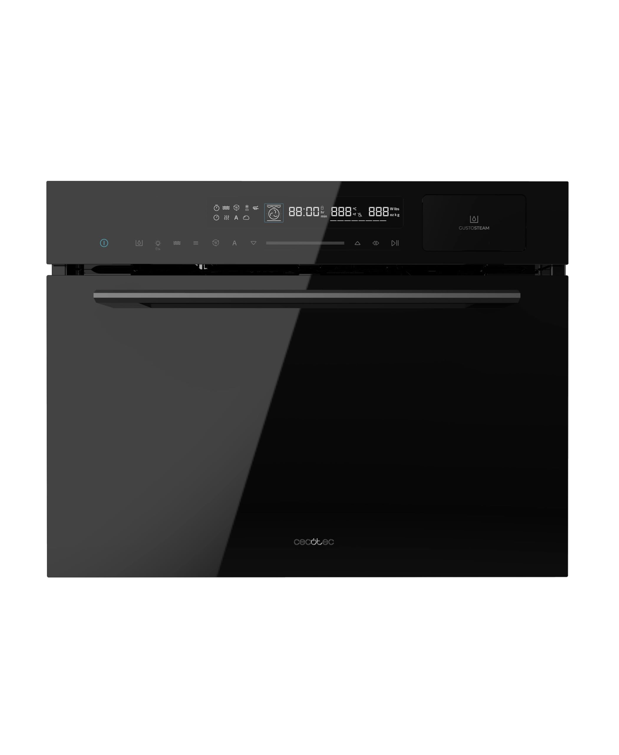 Cecotec Bolero Hexa MWS704500 Glass Black Integrable Microwave Oven 60 x 45 cm. 3000W, 50L Capacity, 20 Functions with Full Steam, Eco Mode, Defrost, Steam EasyClean, Electronic Timer