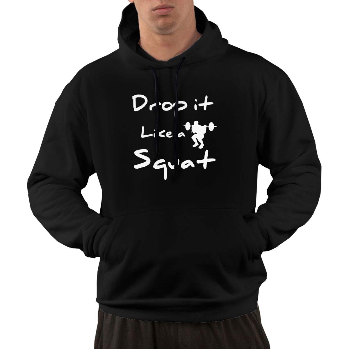 Mens Pullover Hoodie Drop It Like Squat Sweater Shallow Sweater with Pocket