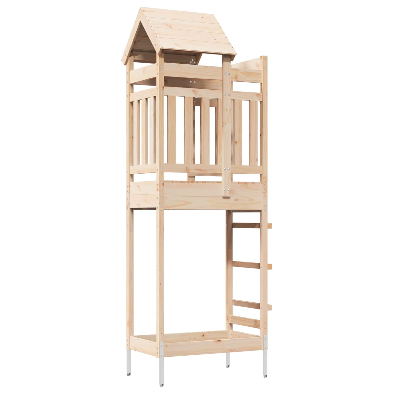 vidaXL Spielturm Braun 52,5 x 85 x 238 cm Massives Kiefernholz, Moderner Outdoor-Spielplatz, robuster Garten-Spielbereich, Abenteuer-Turm für Kids, Spaß im Hinterhof