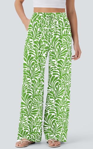 Image of PRETTYGARDEN Womens Pants Elastic Waist Floral Lightweight Palazzo Pants for Women Casual Lounge Wide Leg Pants Woman