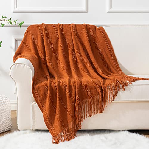 Battilo Home Caramel Throw Blanket For Couch, Orange Red Throw Blanket For Bed, Fall Decor Rust Red Fall Throw Blanket, 50"X60" #TOP2