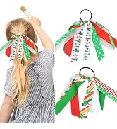 2PCS Christmas Hair Ties for Women Girl Glitter Christmas Trees Ribbon Ponytail Holders Hair Acce...