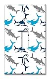 Art Plates Brand Single Toggle Switch/Wall Plate - Sharks Seamless
