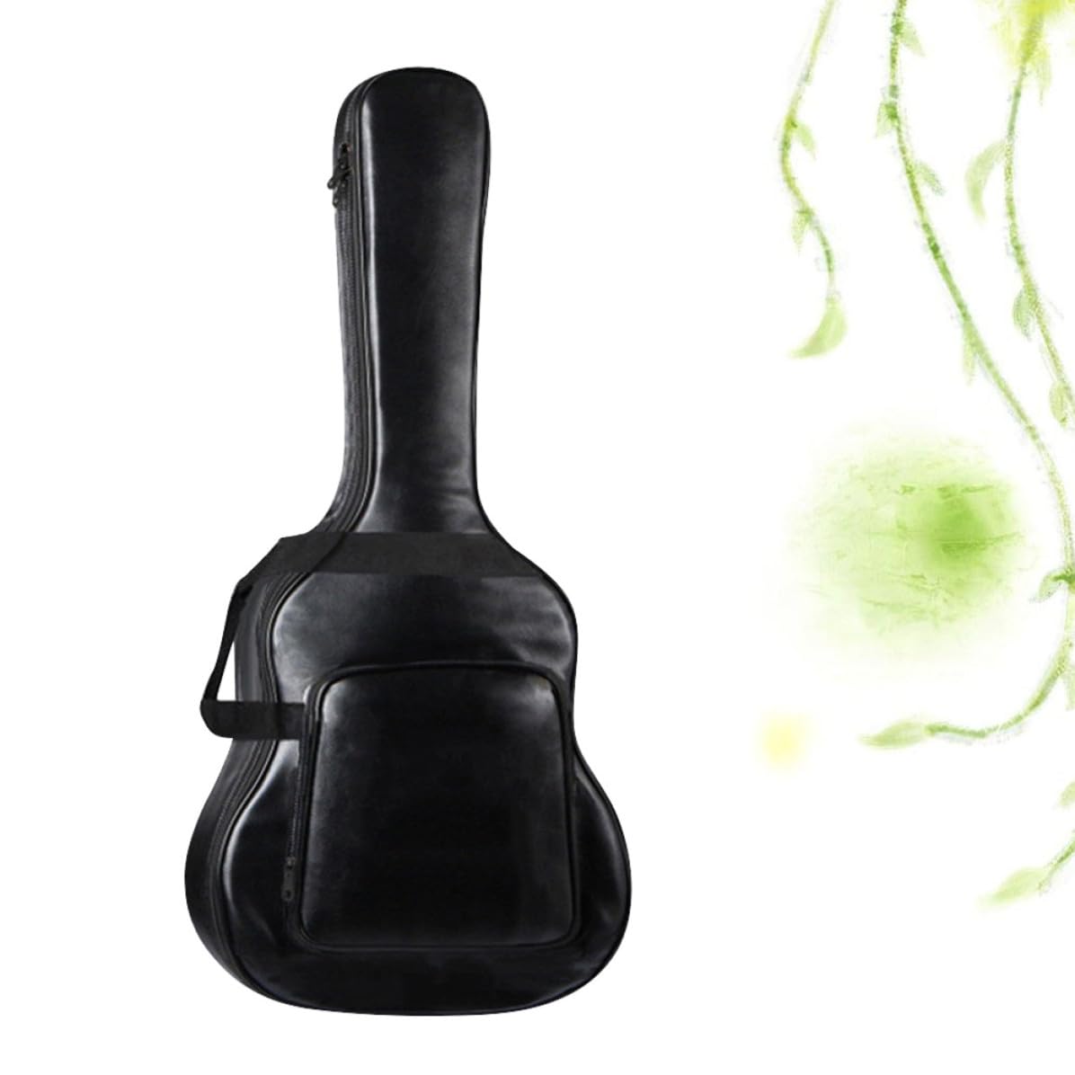 GALPADA Borsa per Chitarra Acustica 40/41 Pollici Pu Nera Doppia Tracolla | Modello Portatile, Design Ergonomico, Tasca Esterna Ampia, Adatta a Esibizioni All'aperto e Training