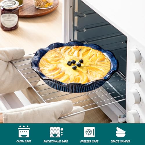 image for vancasso Stern Ceramic Pie Pan, 9 inch Pie Pans Set of 2, Deep Pie Dis