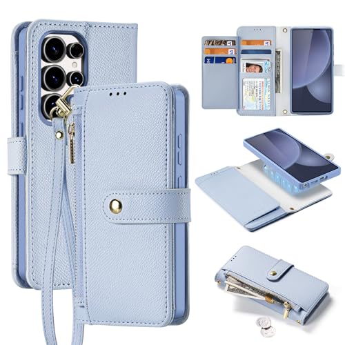 Étui en cuir pour Samsung Galaxy S25 Ultra bleu MagSafe haut de gamme