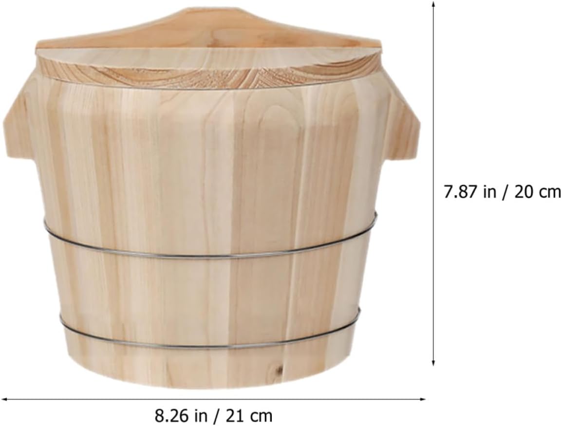 Wooden Rice Bucket with Lid for Evenly Cooked Rice
