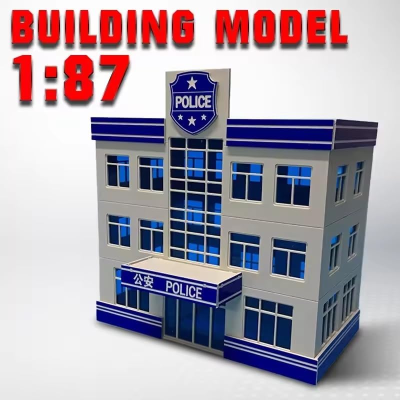 HO Scale 1/87 size 5" Models Railroad Scenery Modern police station police office Assembling Building model Outland Scene for DIY Sand Table Garden Micro Landscape Ornaments Supply Player Spray image 4