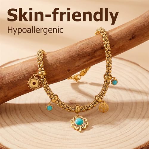Gold Moon Necklace & Tree of Life Pendant for Women, Stainless Steel Jewelry with Mirror Polishing and PVD Coating, Adjustable Chain for Meditation, Yoga and Thoughtful Gifts (Tree of Life Style B) by CNYTPE - Used condition - Image 4