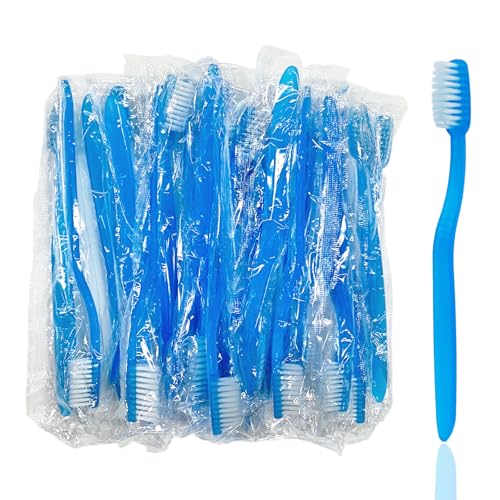 GYIOFAI 25 Pezzi Spazzolini da Denti Monouso, Spazzolini da Denti Da Hotel, Portatile Spazzolino Viaggio, Confezionato Singolarmente Spazzolino Usa e Getta per Hotel Viaggio