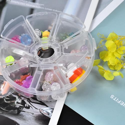 Image of 8 Grids Clear Plastic Bead Storage Containers Nail Box Storage Case Container, Floral Pattern Flip Top Jewelry Boxes Organizers for Jewelry Making and Crafts，Beads Rings Earrings (1)