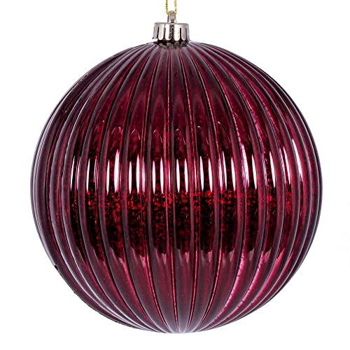Vickerman 696002-6" Burgundy Mercury Lined Ball Christmas Tree Ornament (4 pack) (N162465)