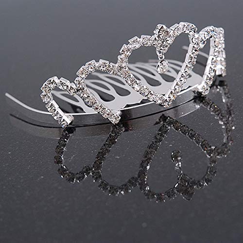 Tiara con peineta de cristal plateada para tocados de novia 5