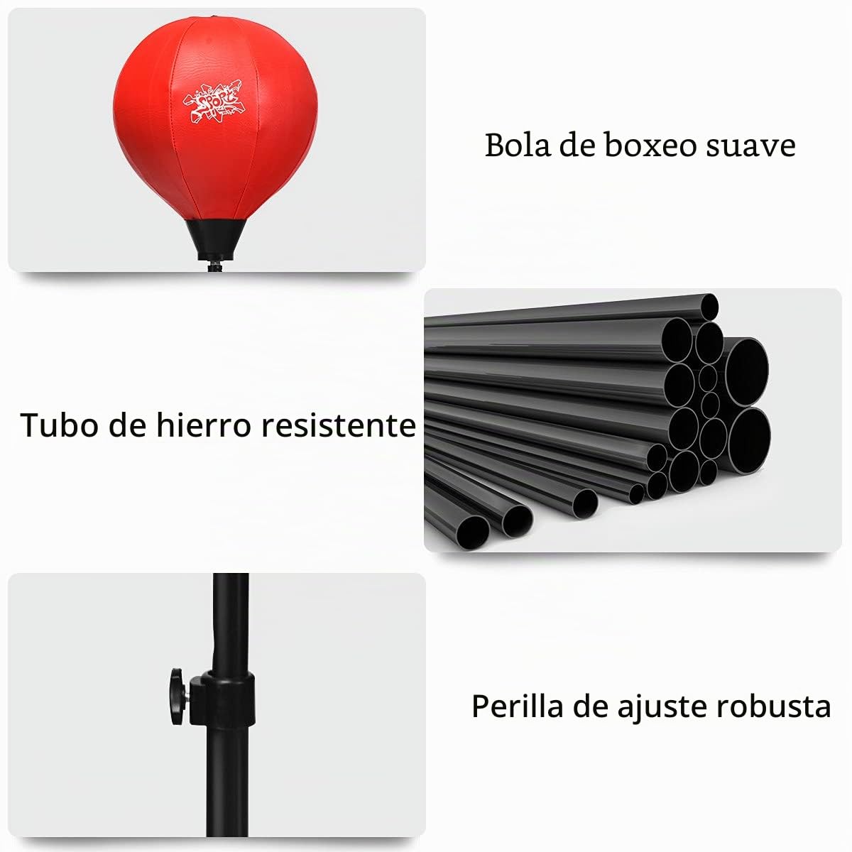 GYMAX Juego de Boxeo de 120 a 154 cm de Altura Ajustable, con Guantes de Boxeo y Bomba, Soporte de Boxeo Independiente para Niños y Adultos, para Kickboxing, Entrenamiento de Velocidad