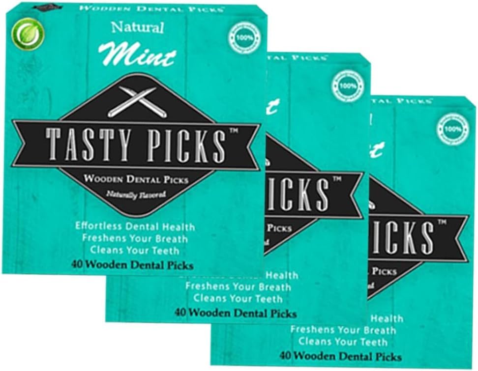Flavored Cinnamon, Mint & Orange Dental Picks – Wooden Toothpicks for Fresh Breath, Gum Health & Plaque Removal – Plastic-Free, 100% Natural – Quit Smoking Aid – Adults & Kids