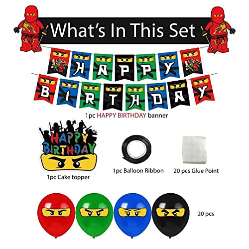 Heidaman Ninja Birthday Party Supplies Ninja Birthday Decorations Ninja Party Supplies Set Include Ninja Banners Balloons Cake Toppers #TOP2