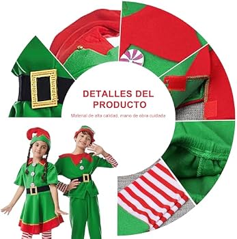 Disfraz De Elfo De Navidad Para Niña – Vestido Verde Y Rojo Con Cinturón, Gorro Y Medias A Rayas – Ropa Fiesta Y Espectáculos Escolares – Regalo Navideño Ideal