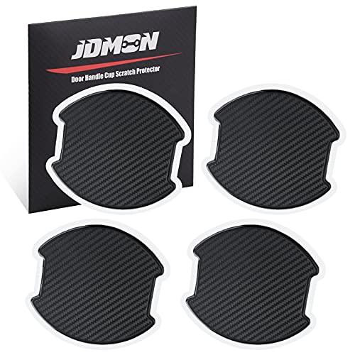 JDMON Car Door Handle Cup Scratch Protector, 4Pcs TPU Carbon Fiber Texture Door Bowl 3D Sticker Universal Fit Door Handle Paint Cover Guard (L)