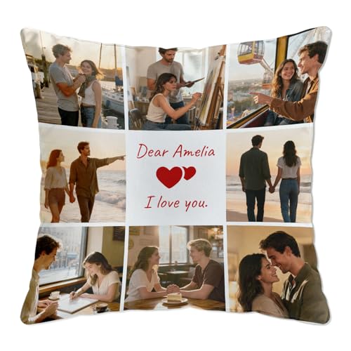 TICBIK Cojin Personalizado con Foto, Almohada Personalizada Las 2 Caras Funda con O Sin Relleno Regalos Personalizados para Mujer, Hombre, Cumpleaños