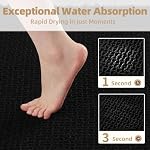 Checkered Bath Mat Non Slip Super Absorbent Quick Dry Bath Mats for Bathroom Floor Woven Bathroom Mat with Tassels Machine Washable Bathroom Rug Beside Tub, 18" x 30", Black