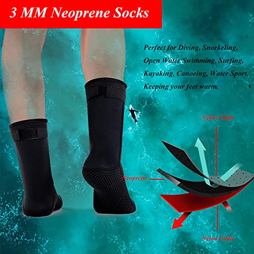 YDQUANI 3mm Neoprene Wetsuit Socks Thermal Anti-slip Diving Socks Boots for Men Women Snorkelling Swimming Surfing Kayaking Canoeing Water Sport (m) - Image 3