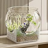 Acuario Transparente Betta pecera, Cuenco de Peces Pet, Tanque de Transparente irrompible, jarrón pequeño de Escritorio para Betta