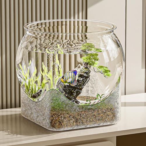 Clear Aquarium Betta Fish Tank, PET Fish Bowl, Unbreakable Globe Transparent Turtle Tank, Bowl Vase Small Desktop Aquarium For Betta Turtle