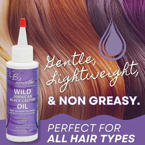 Cb Smoothe Wild Jamaican Black Castor Oil (4 Oz) – Hair Growth Formula With Biotin, Niacin & Rosemary – Gentle For Daily Use – Light Weight - Non Greasy – Improves Scalp Circulation #TOP7