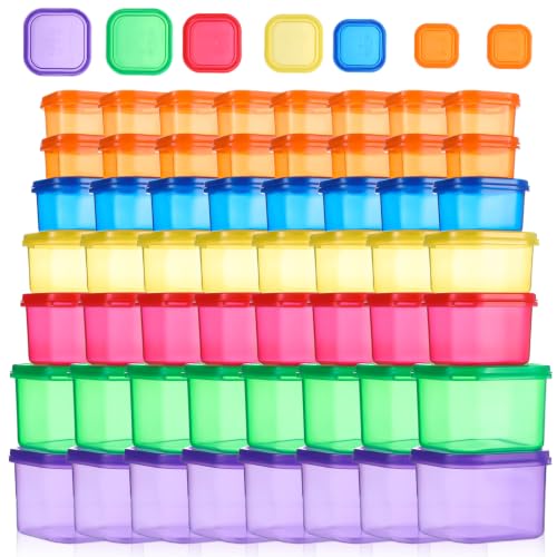 MAQUITA 56 Pcs Portion Control Containers & Bowls Set, 7-Color Coded Meal Prep Kit, BPA Free PP Bariatric Containers for Weight Loss, Stackable Food Storage for Diet & Travel