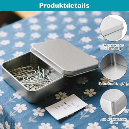 LYSPBAO Metalldose, Metallbox, 2 Stück Metalldosen mit Deckel, Tragbare Minibox Aufbewahrungsbox Für Zuhause Sügigkeiten und Kleinen Gegenständen(115x85x22mm)