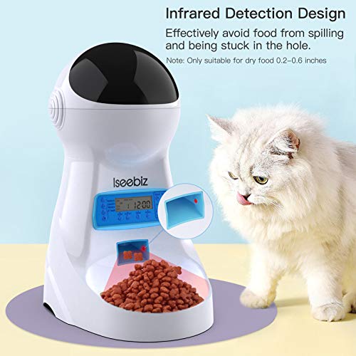 Iseebiz-Automatic-Pet-Feeder-Cat-Dog-Food-Dispenser-3-Liter-Hopper-with-Voice-Recorder-Timer-Programmable-Portion-Control-Food-Dispense-Remind-IR-Detect-4-Meals-a-Day-for-Medium-Small-Cats-Dogs