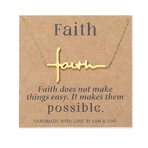 SAM & LORI Faith Cross Necklace for Women-Adjustable-Waterproof-Spiritual Jewelry for Daily-wear/Gifts for Her