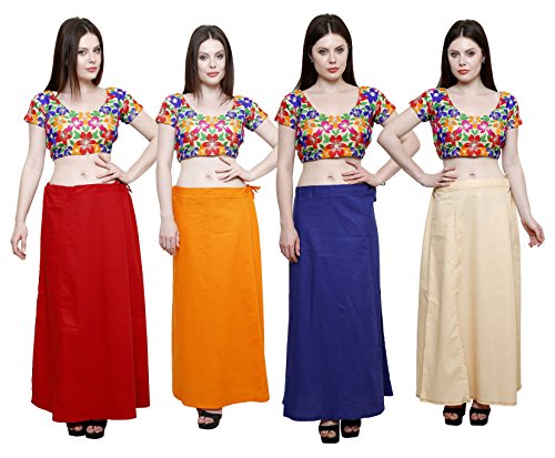 Image of Pistaa's combo of Women's Cotton Best Plain Solid Indian Readymade Inskirt Saree petticoats