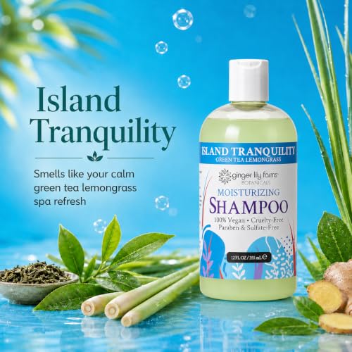 Image of Ginger Lily Farms Botanicals Shampoo, 12oz, Island Tranquility | 100% Vegan & Cruelty-Free | Moisturizing Shampoo for All Hair Types
