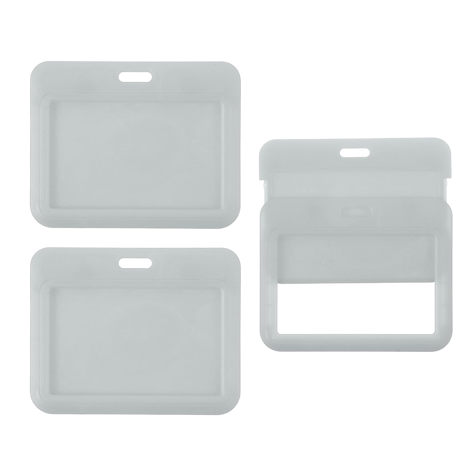 PATIKIL Clear Badge Holder,Plastic ID Badge Holder,Grey 3 Pack