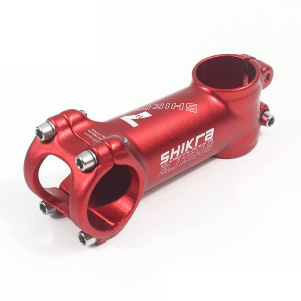 QYQAY 31.8mm MTB Stem ±7 Degree 35/45/55/60/70/80/90/100/110mm Bike Handlebar Stem Lightweight Aluminum Bicycle Riser for Mountain Bike Road Bike BMX Track Bike (RED,90mm)