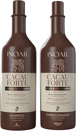 Inoar, Cacau Forte, Kit Shampoo 1L + Condicionador 800ml, Crescimento Saudável e Hidratação Intensa, Biotina e Manteiga de Cacau, Para Cabelos Enfraquecidos e Quebradiços