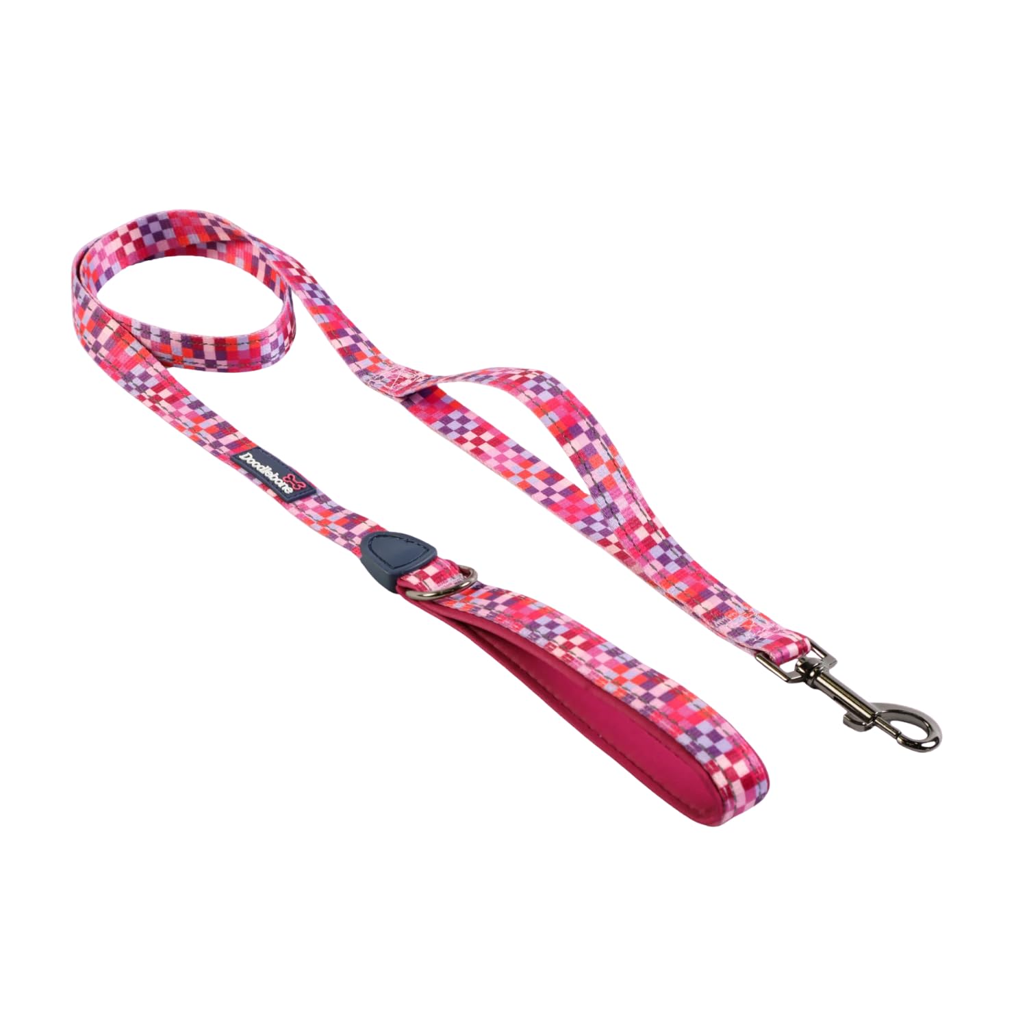 Doodlebone - With Me Dog Lead- padded handle, control handle for extra control, reflective, machine washable dog lead, strength tested componentry (Checkmate, 15mm)